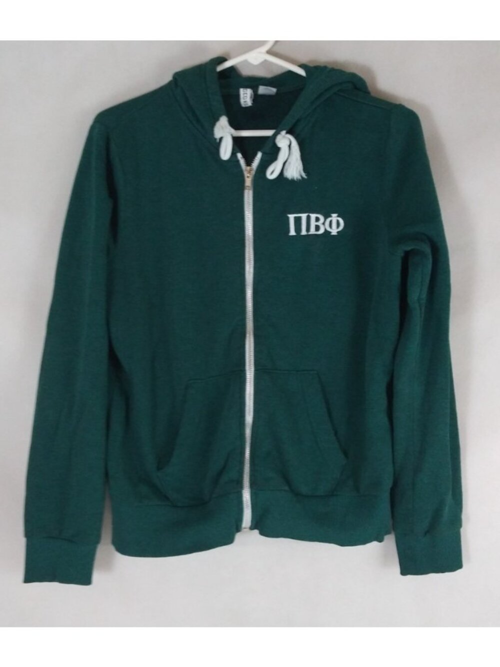 H&M Divided Women's Full Zip Dark Green Hooded Embroidered Jacket Size Medium